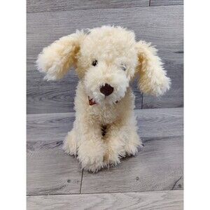 FAO Schwartz Yellow Puppy Dog Lab Poodle Plush Stuffed Anima 12" Glitter Bow Tie